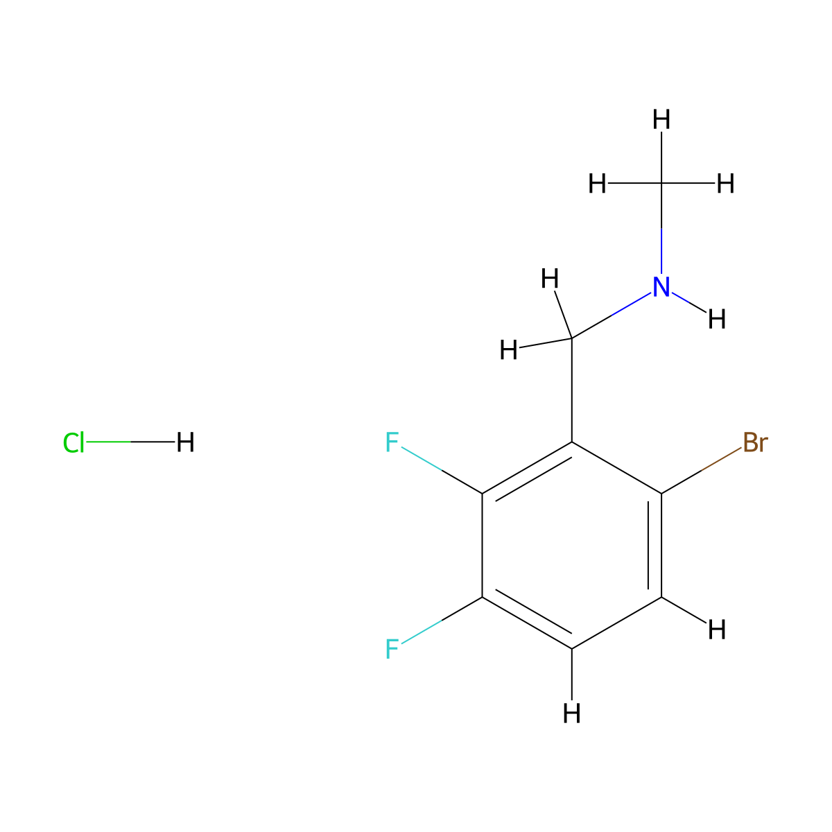 [(6-Bromo-2,3-difluorophenyl)methyl](methyl)amine hydrochloride molecular structure, CAS 2866307-76-6
