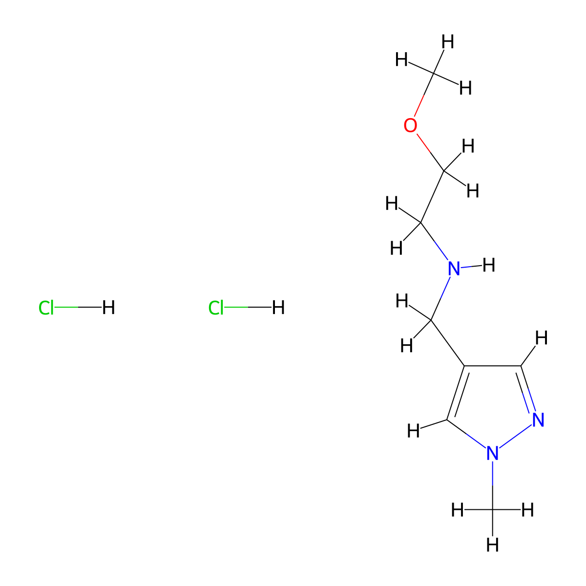 (2-methoxyethyl)[(1-methyl-1H-pyrazol-4-yl)methyl]amine dihydrochloride molecular structure, CAS 2866307-85-7