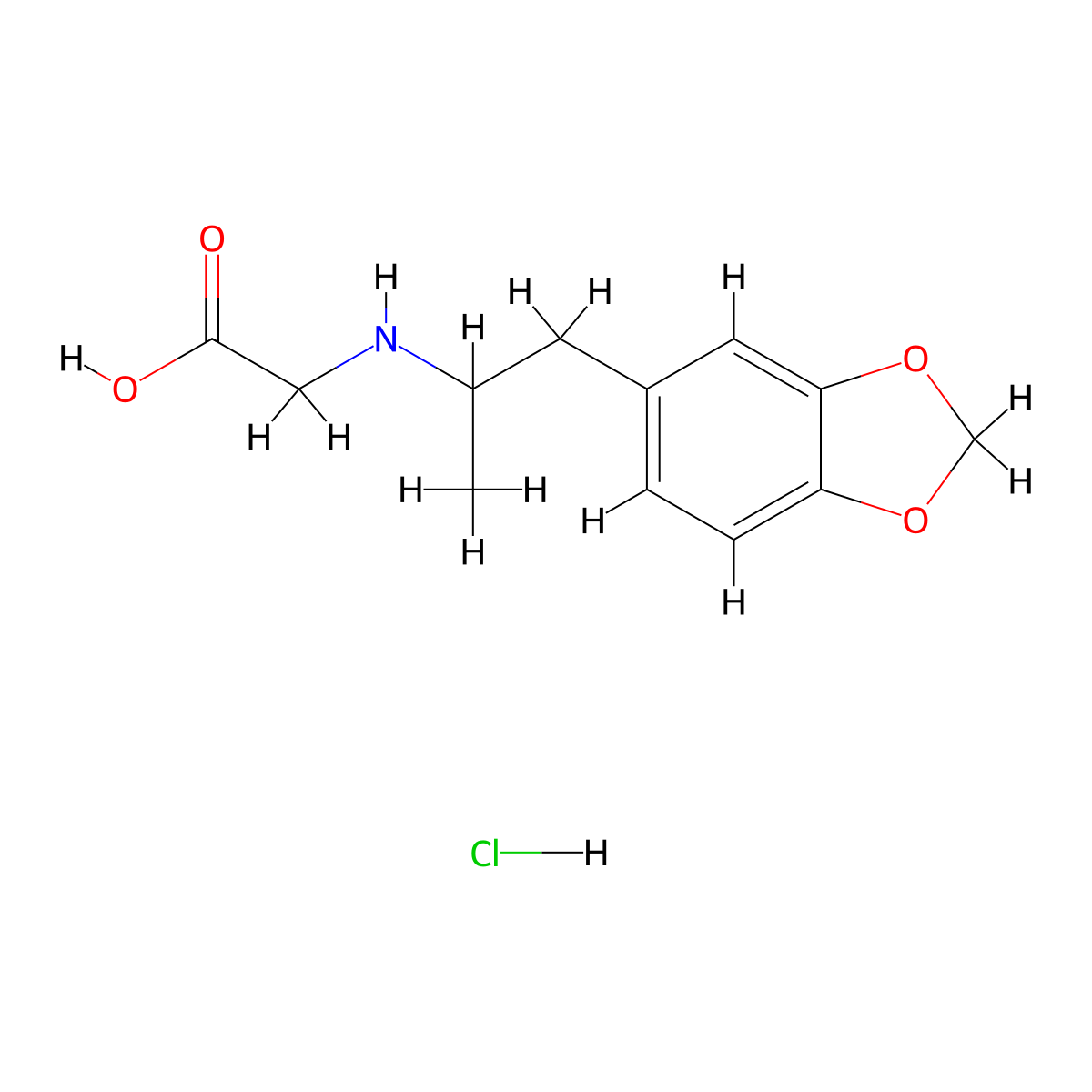 2-{[1-(1,3-Dioxaindan-5-yl)propan-2-yl]amino}acetic acid hydrochloride molecular structure, CAS 2866307-87-9