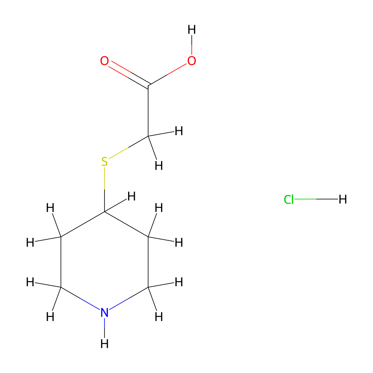 2-(Piperidin-4-ylsulfanyl)acetic acid hydrochloride molecular structure, CAS 2866307-88-0