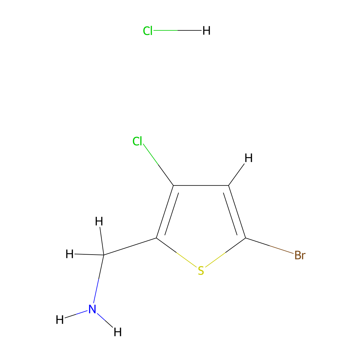 1-(5-Bromo-3-chlorothiophen-2-yl)methanamine hydrochloride molecular structure, CAS 2866307-90-4