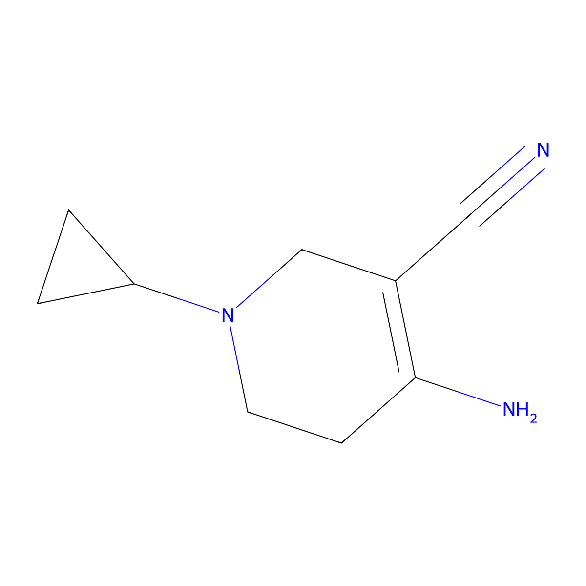 4-Amino-1-cyclopropyl-1,2,5,6-tetrahydropyridine-3-carbonitrile molecular structure, CAS 2866307-97-1
