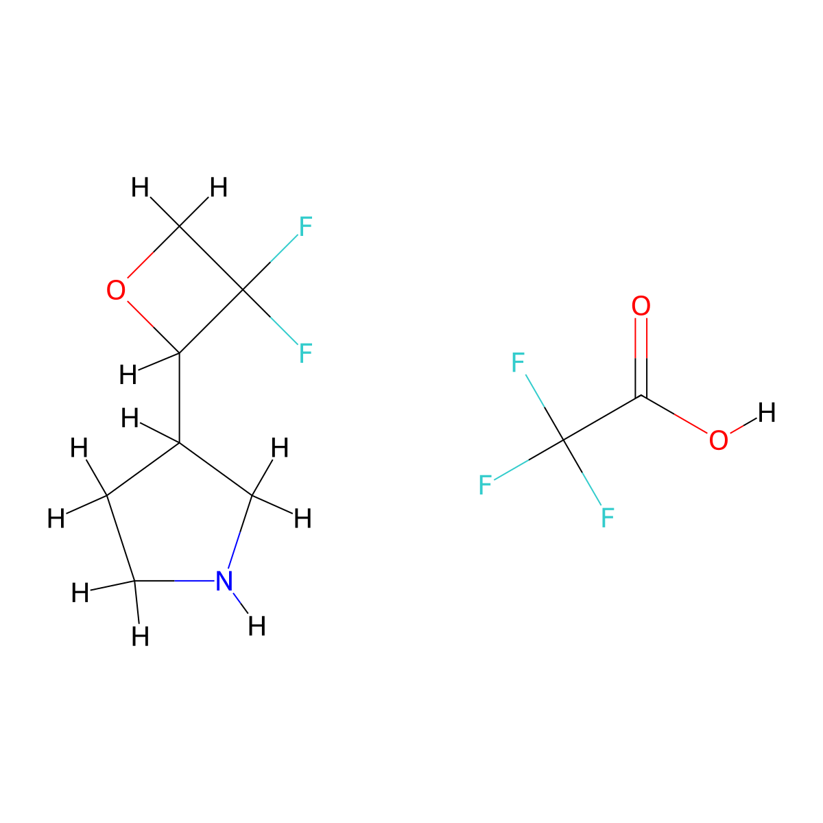 3-(3,3-Difluorooxetan-2-yl)pyrrolidine; trifluoroacetic acid molecular structure, CAS 2866307-99-3