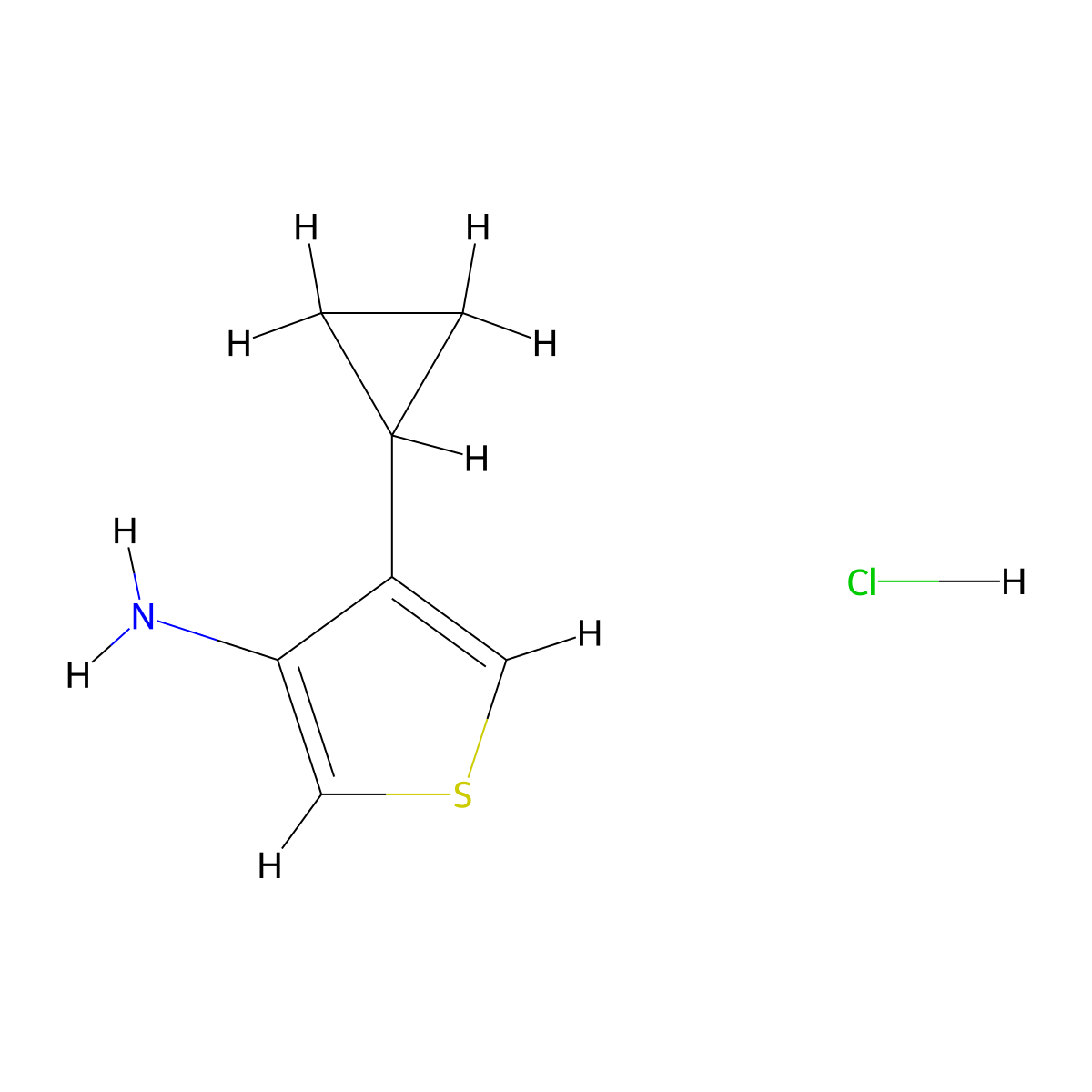 4-Cyclopropylthiophen-3-amine hydrochloride molecular structure, CAS 2866308-00-9