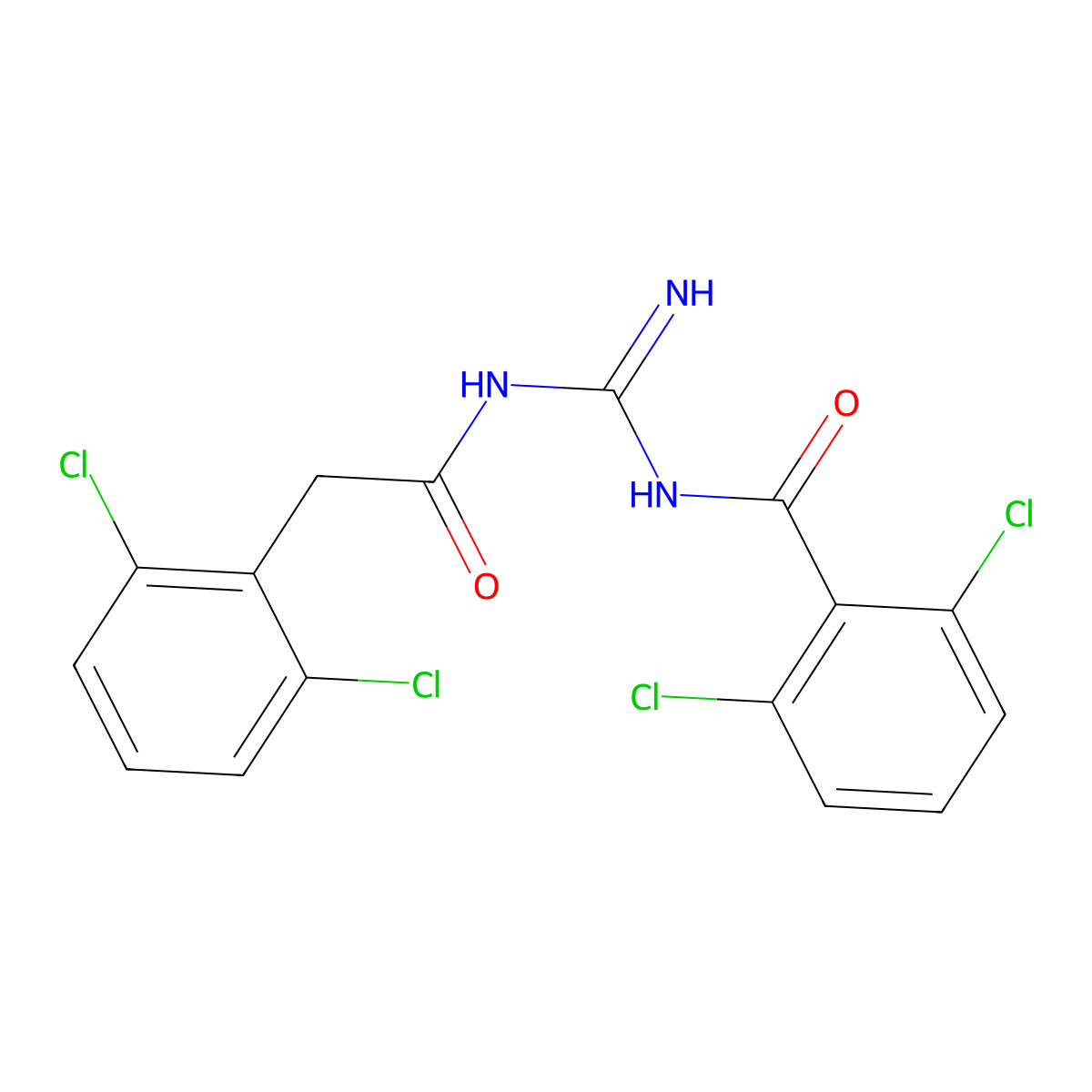 2-(2,6-dichlorophenyl)-N-{[(2,6-dichlorophenyl)formamido]methanimidoyl}acetamide molecular structure, CAS 2866308-02-1