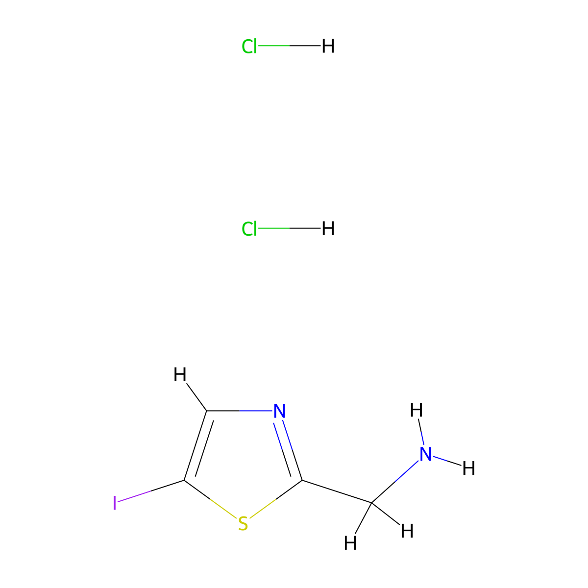1-(5-Iodo-1,3-thiazol-2-yl)methanamine dihydrochloride molecular structure, CAS 2866308-04-3