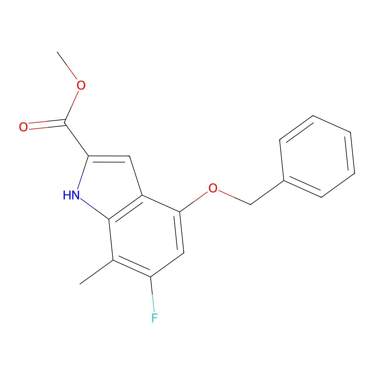 methyl 4-(benzyloxy)-6-fluoro-7-methyl-1H-indole-2-carboxylate molecular structure, CAS 2866308-05-4