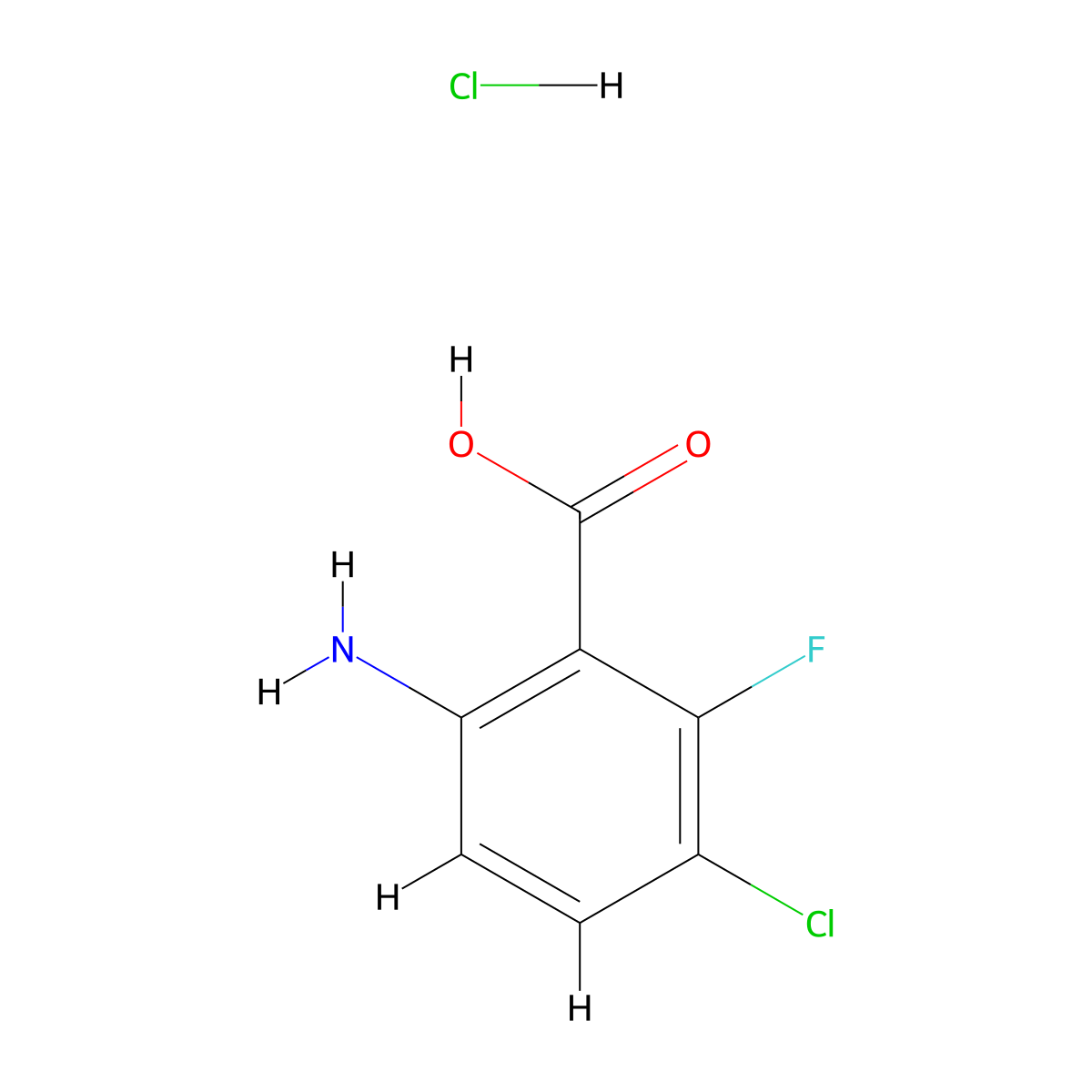 6-Amino-3-chloro-2-fluorobenzoic acid hydrochloride molecular structure, CAS 2866308-08-7