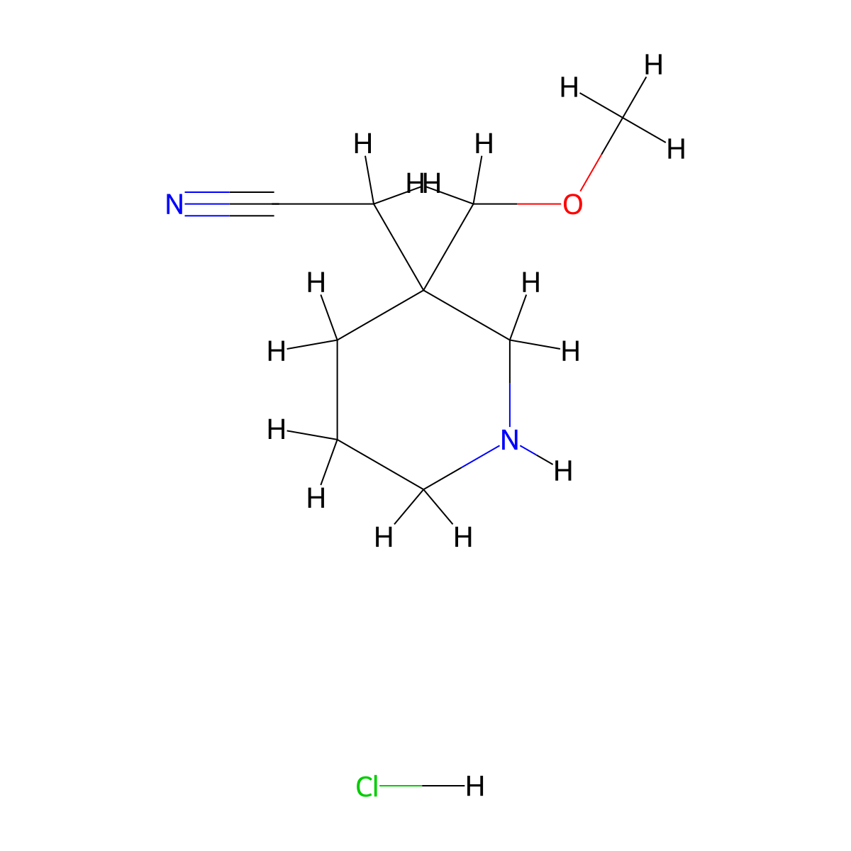 2-[3-(Methoxymethyl)piperidin-3-yl]acetonitrile hydrochloride molecular structure, CAS 2866308-13-4