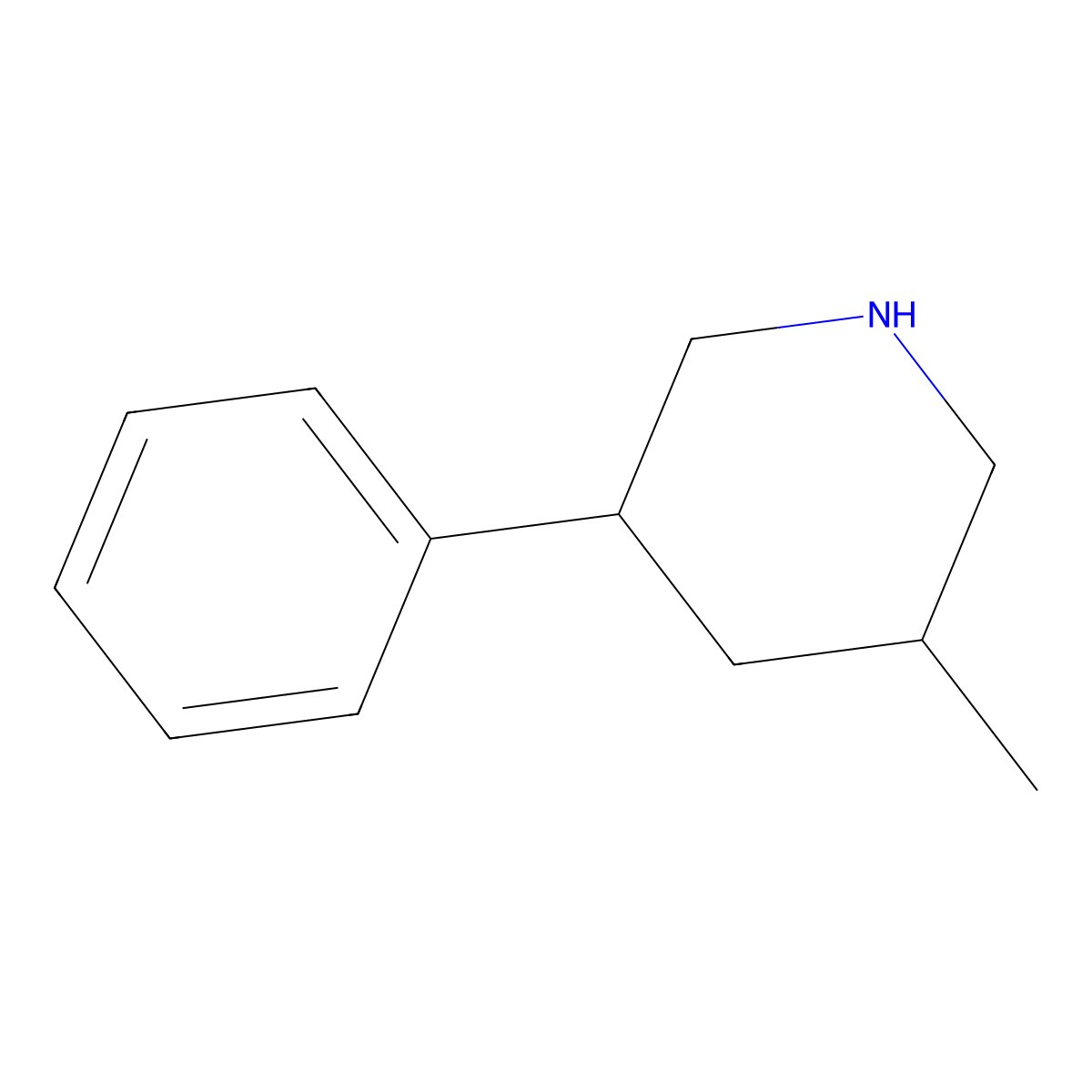 rac-(3R,5S)-3-methyl-5-phenylpiperidine, trans molecular structure, CAS 2866308-16-7