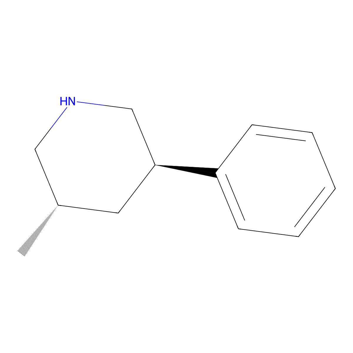 rac-(3R,5S)-3-methyl-5-phenylpiperidine, trans molecular structure, CAS 2866308-16-7