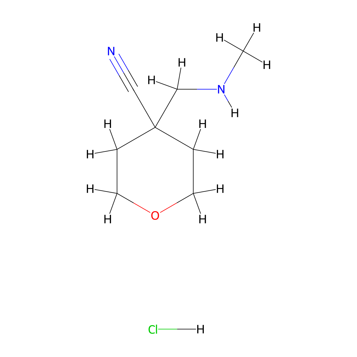 4-[(Methylamino)methyl]oxane-4-carbonitrile hydrochloride molecular structure, CAS 2866308-20-3