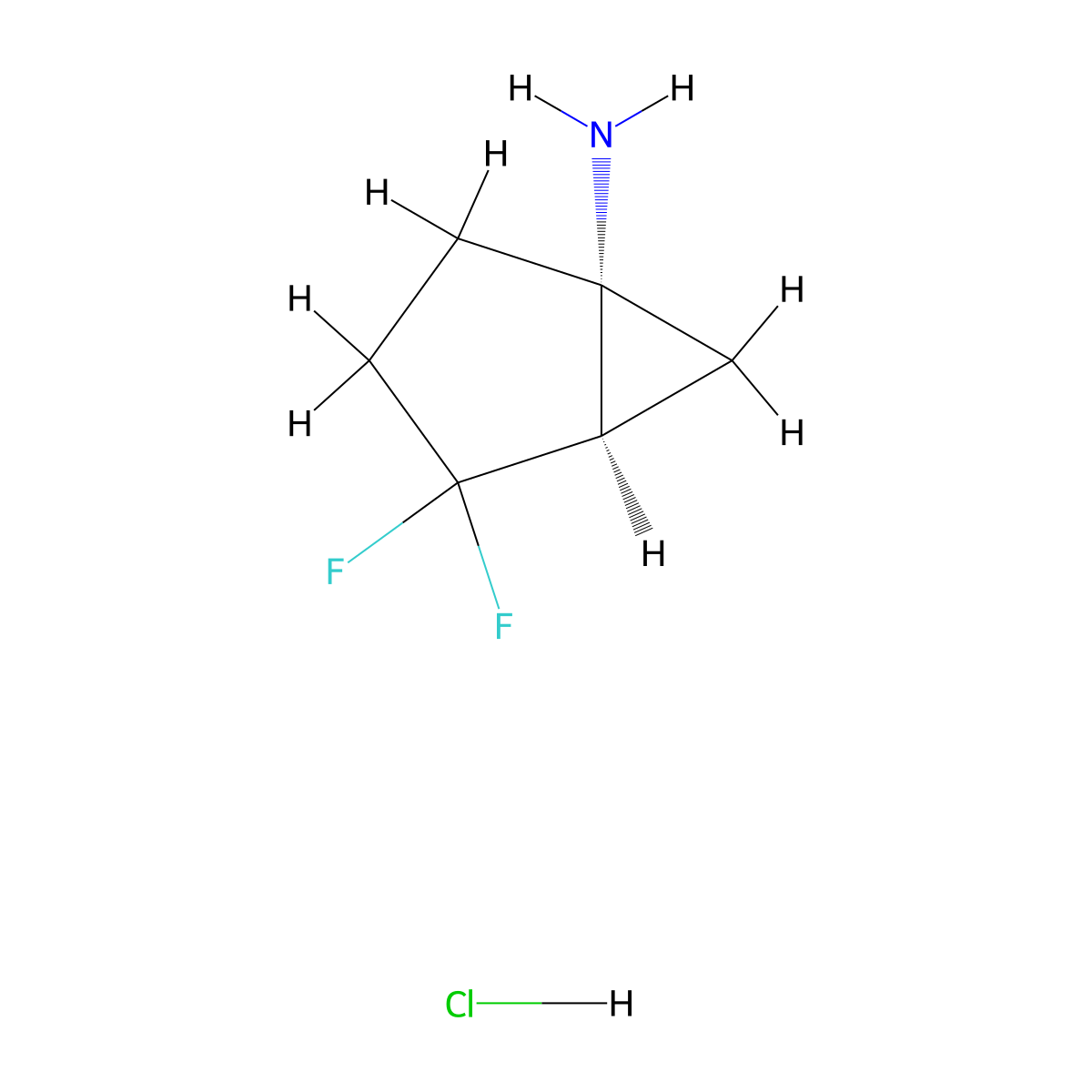 rac-(1R,5R)-4,4-difluorobicyclo[3.1.0]hexan-1-amine hydrochloride molecular structure, CAS 2866308-23-6