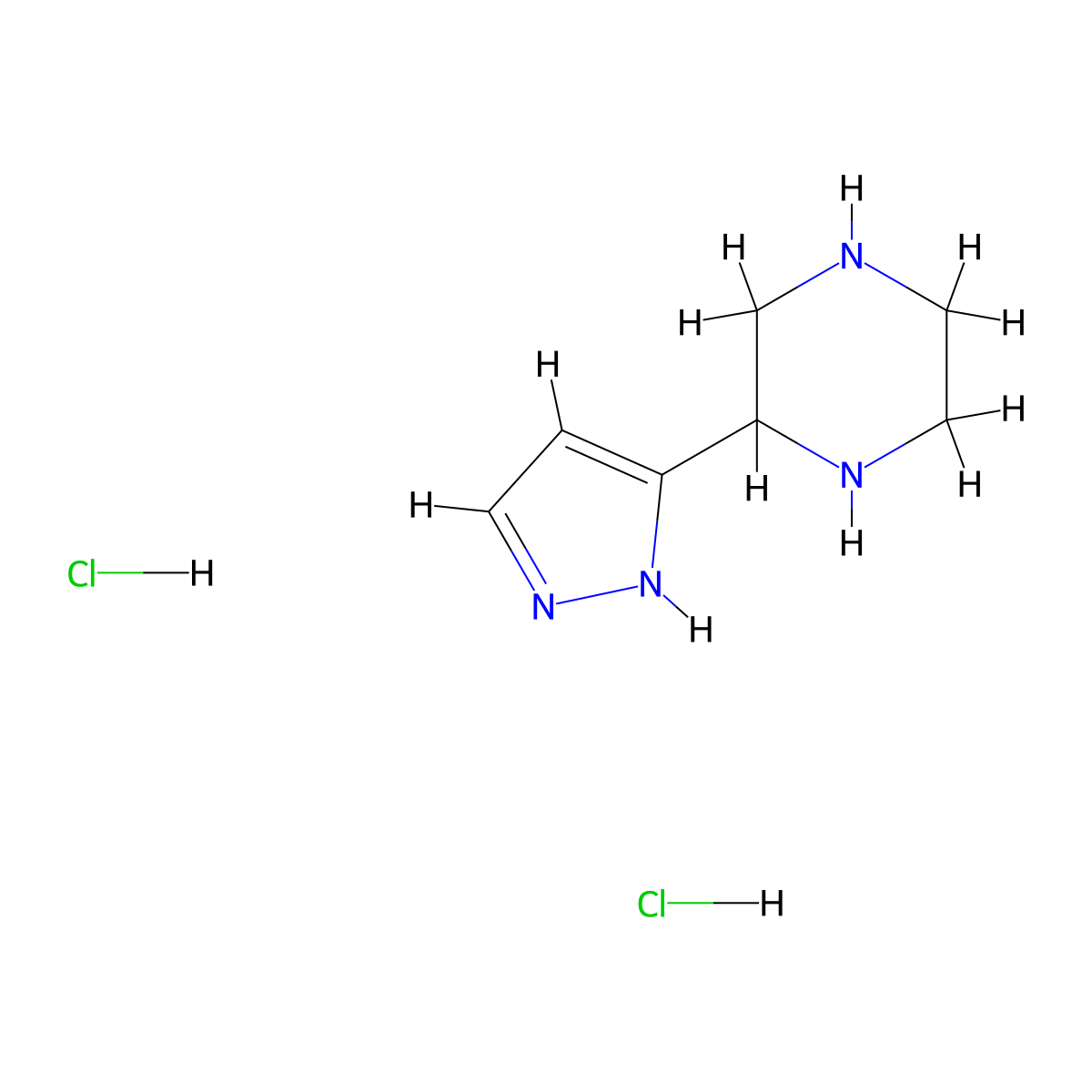 2-(1H-pyrazol-3-yl)piperazine dihydrochloride molecular structure, CAS 2866308-30-5
