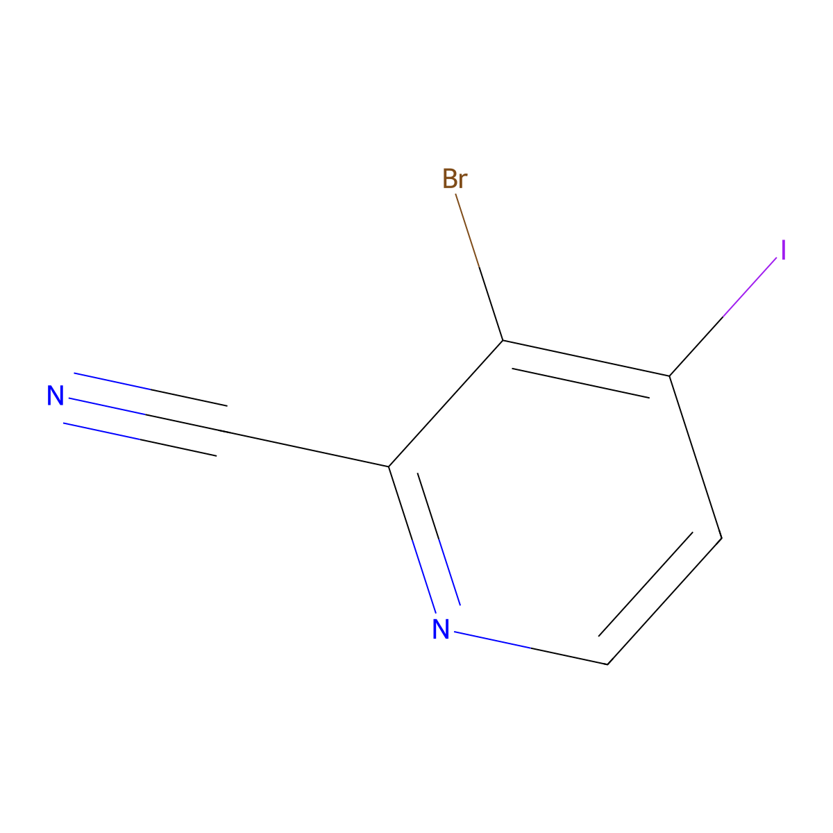 3-Bromo-4-iodopyridine-2-carbonitrile molecular structure, CAS 2866308-37-2
