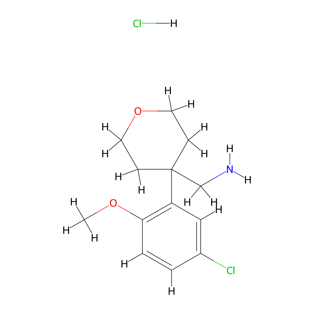 1-[4-(5-Chloro-2-methoxyphenyl)oxan-4-yl]methanamine hydrochloride molecular structure, CAS 2866308-48-5
