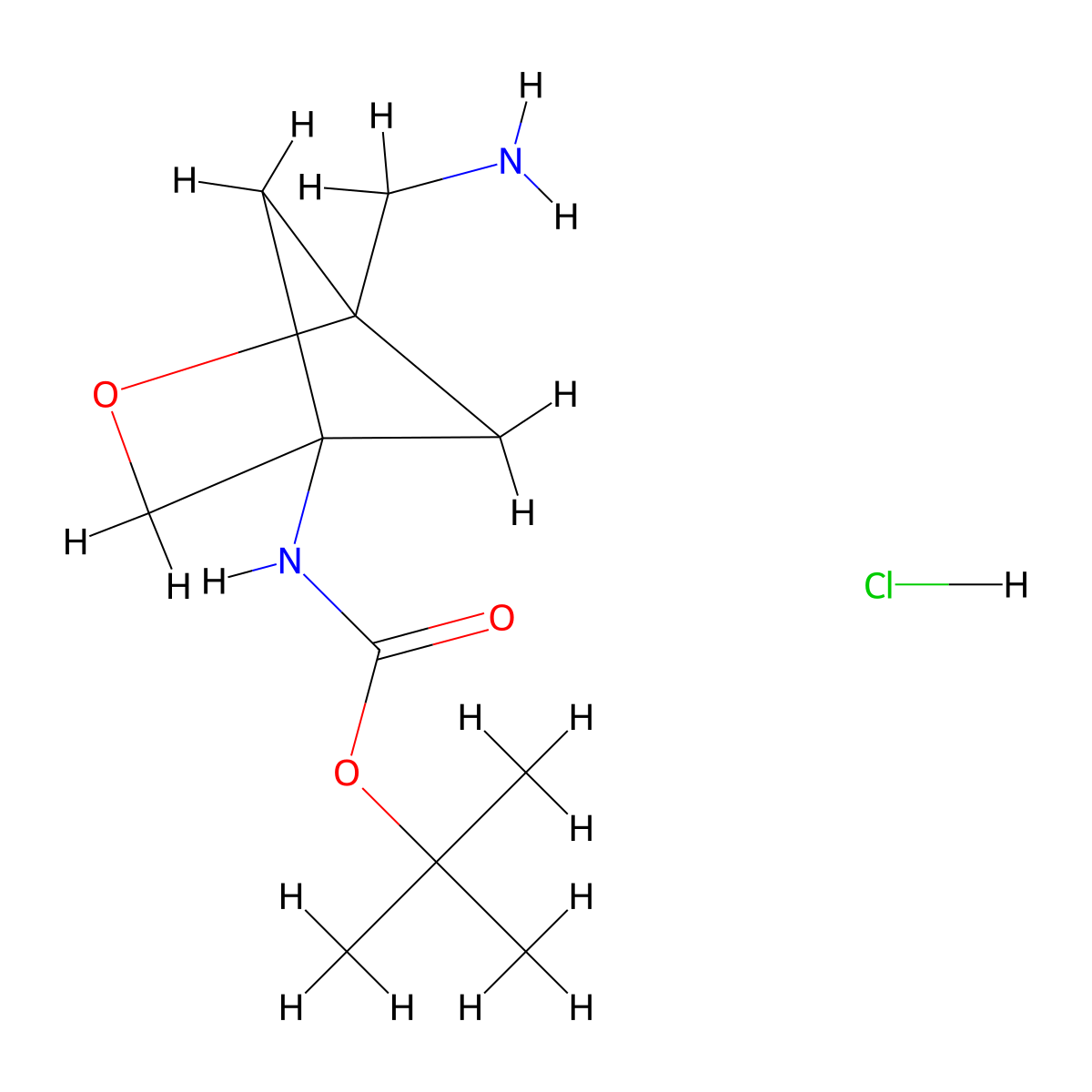 tert-butyl N-[1-(aminomethyl)-2-oxabicyclo[2.1.1]hexan-4-yl]carbamate hydrochloride molecular structure, CAS 2866308-49-6