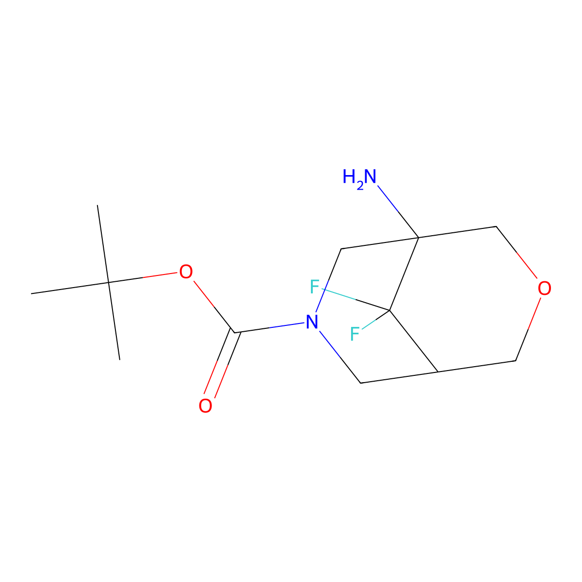Tert-butyl 1-amino-9,9-difluoro-3-oxa-7-azabicyclo[3.3.1]nonane-7-carboxylate molecular structure, CAS 2866308-50-9