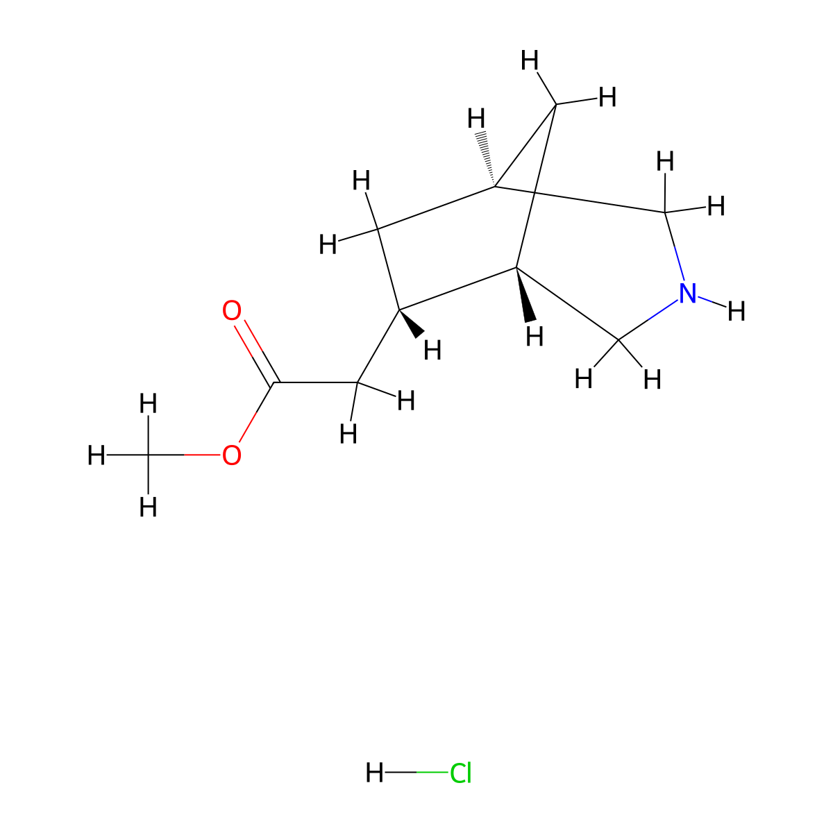 rac-methyl 2-[(1R,5R,6R)-3-azabicyclo[3.2.1]octan-6-yl]acetate hydrochloride molecular structure, CAS 2866308-56-5