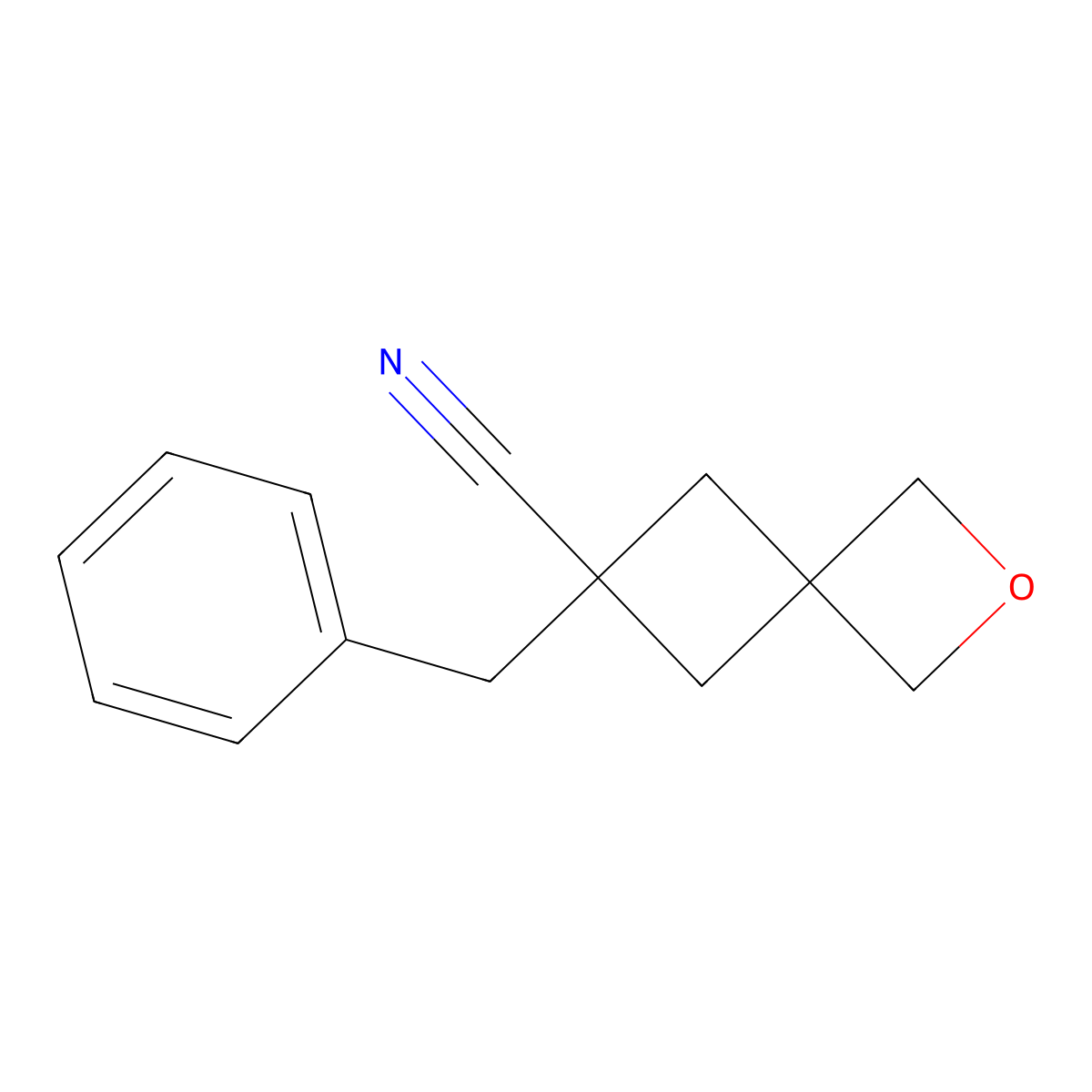 6-Benzyl-2-oxaspiro[3.3]heptane-6-carbonitrile molecular structure, CAS 2866308-58-7