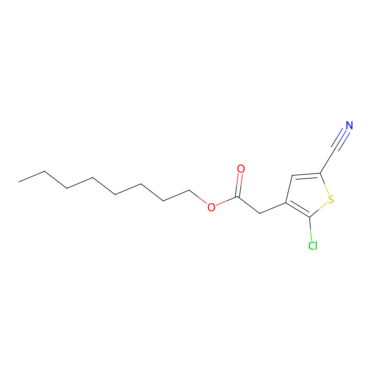 Octyl 2-(2-chloro-5-cyanothiophen-3-yl)acetate molecular structure, CAS 2866308-61-2