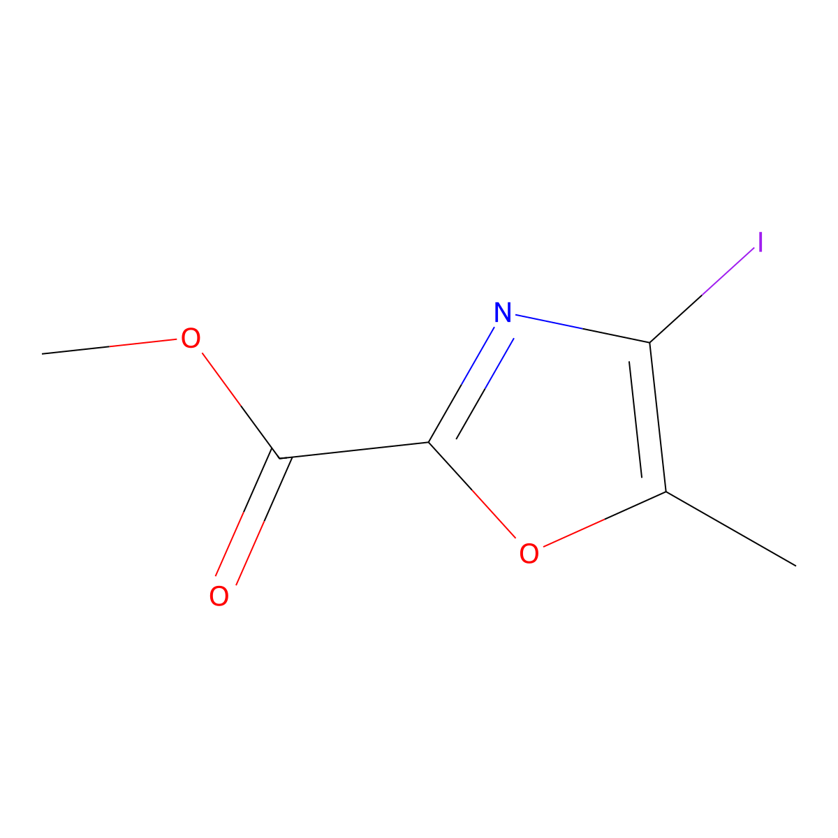 Methyl 4-iodo-5-methyl-1,3-oxazole-2-carboxylate molecular structure, CAS 2866308-73-6