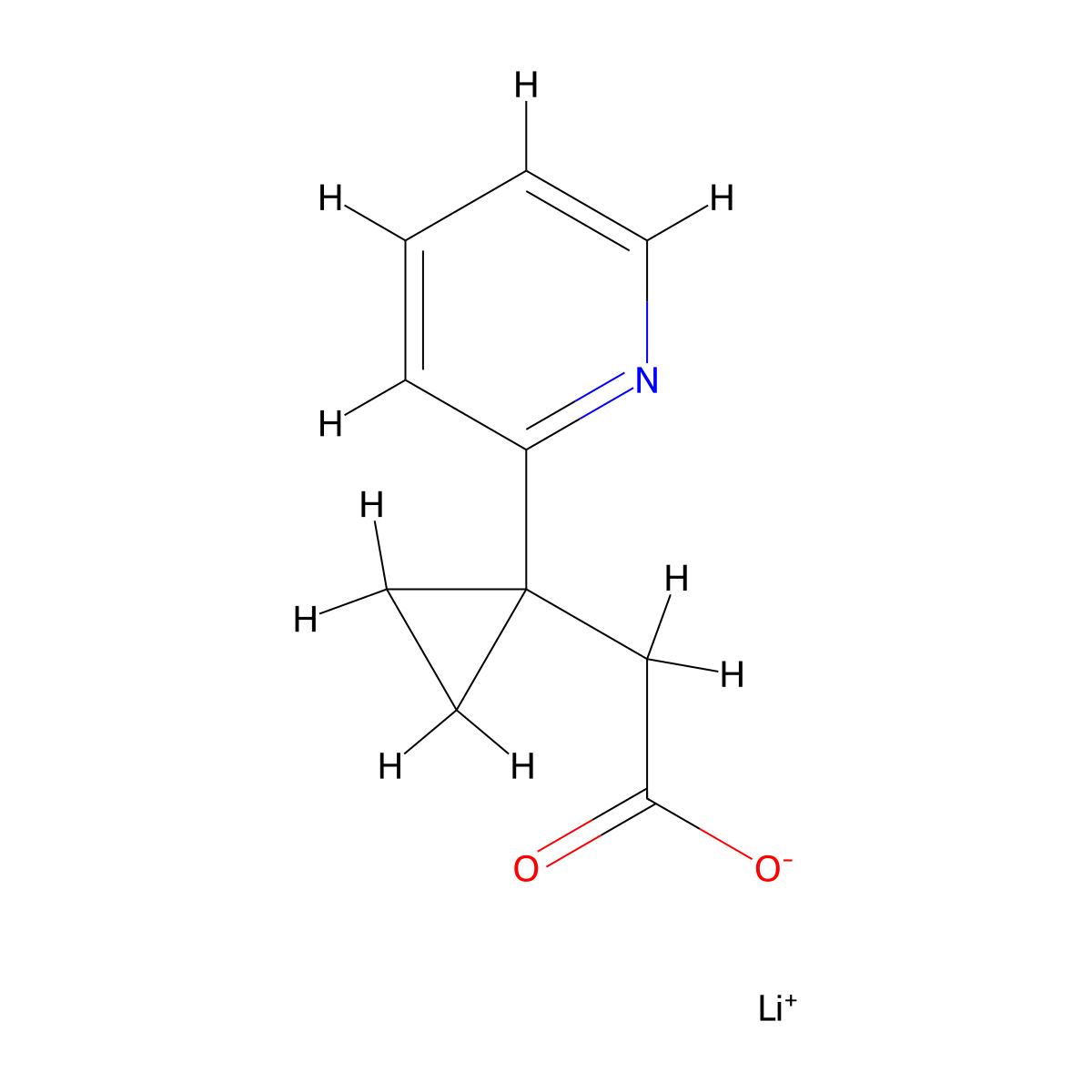 Lithium(1+) 2-[1-(pyridin-2-yl)cyclopropyl]acetate molecular structure, CAS 2866308-79-2