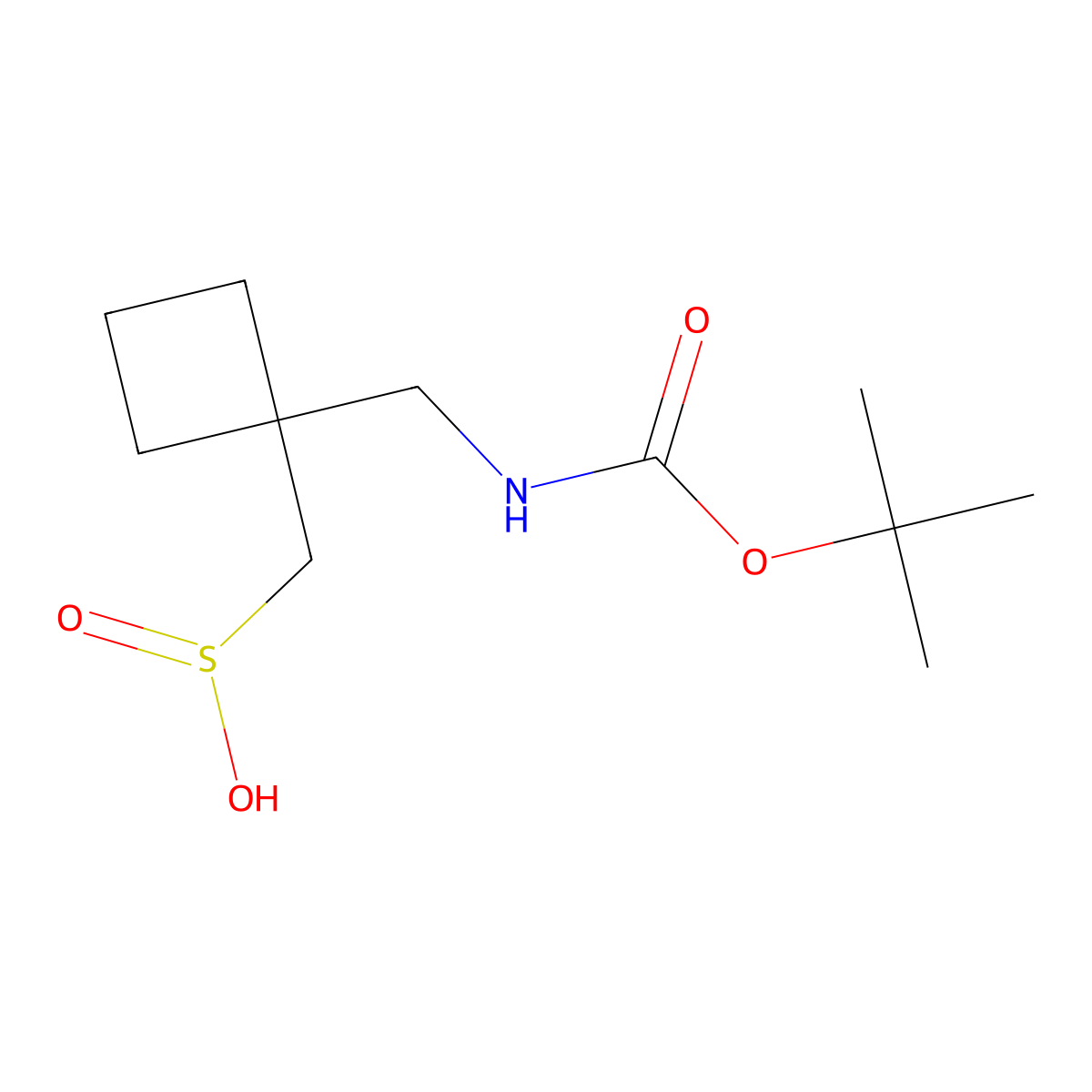 [1-({[(Tert-butoxy)carbonyl]amino}methyl)cyclobutyl]methanesulfinic acid molecular structure, CAS 2866308-83-8