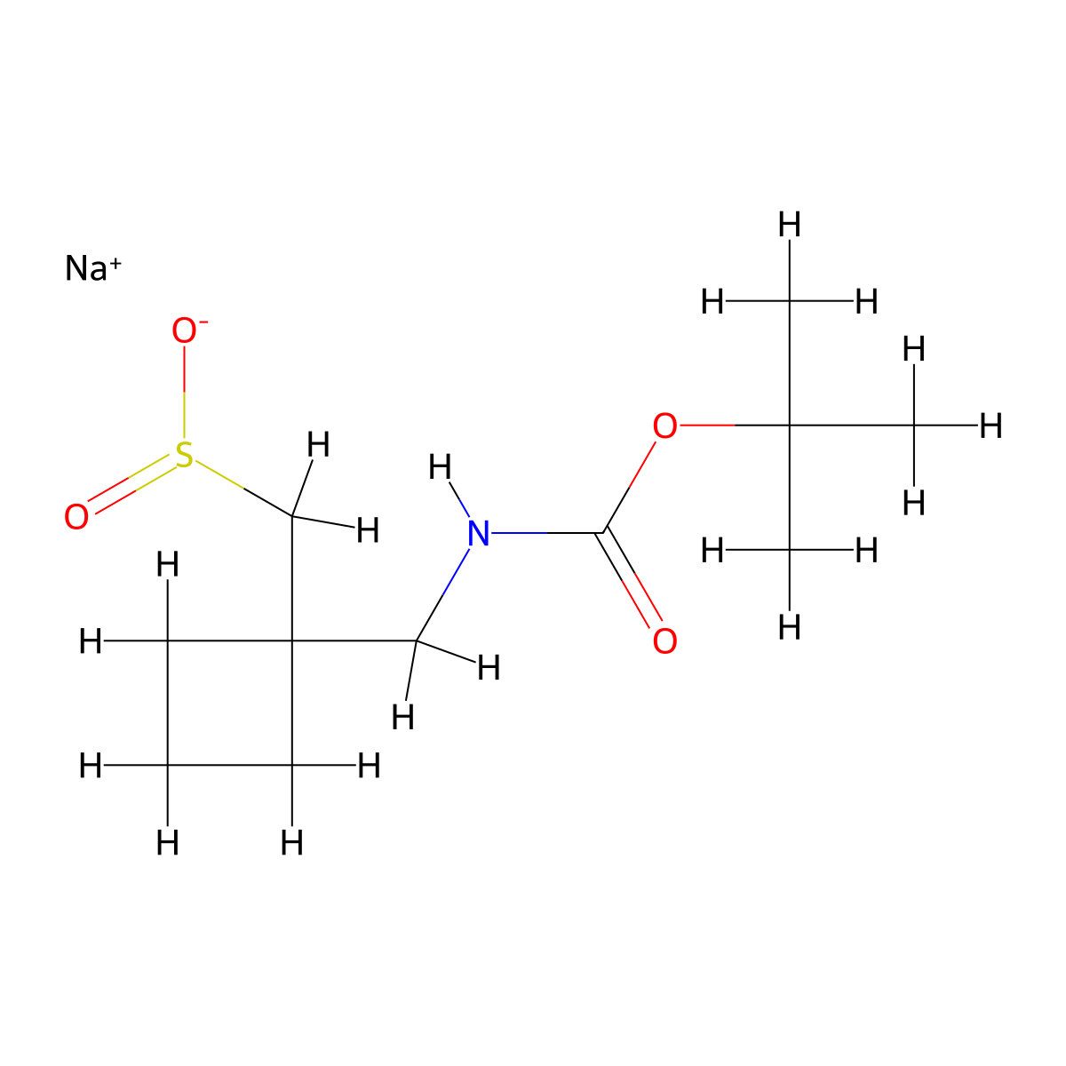 Sodium [1-({[(tert-butoxy)carbonyl]amino}methyl)cyclobutyl]methanesulfinate molecular structure, CAS 2866308-84-9