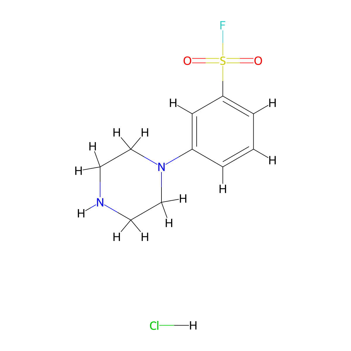 3-(Piperazin-1-yl)benzene-1-sulfonyl fluoride hydrochloride molecular structure, CAS 2866308-88-3