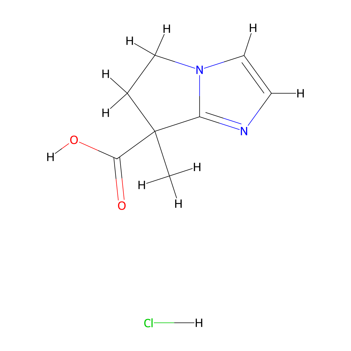 7-methyl-5H,6H,7H-pyrrolo[1,2-a]imidazole-7-carboxylic acid hydrochloride molecular structure, CAS 2866308-92-9
