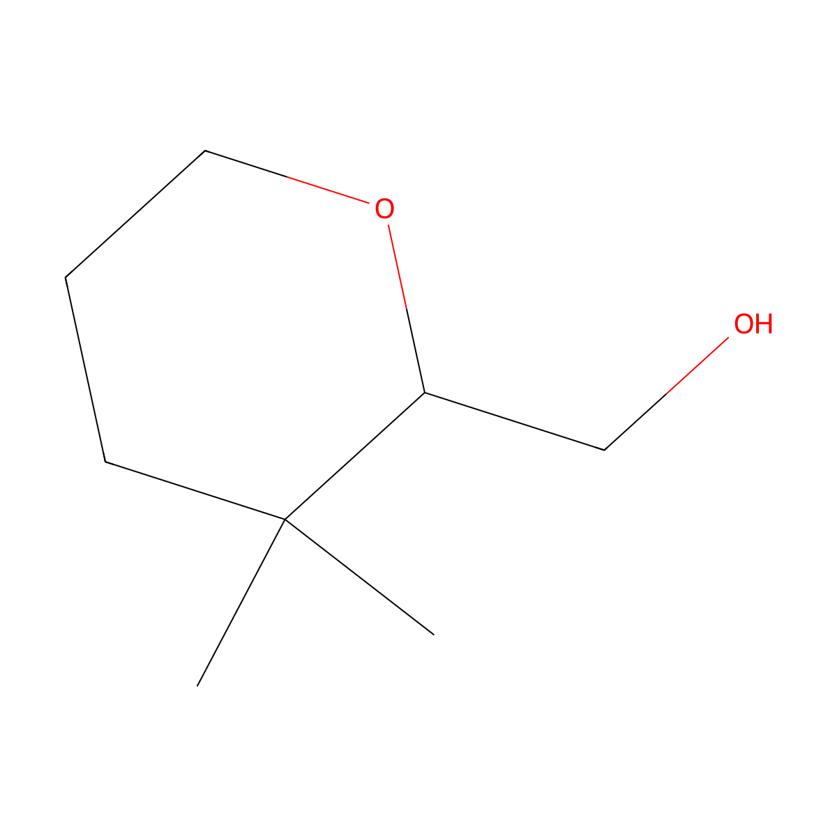(3,3-Dimethyloxan-2-yl)methanol molecular structure, CAS 2866308-93-0