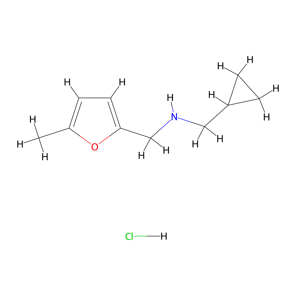 (Cyclopropylmethyl)[(5-methylfuran-2-yl)methyl]amine hydrochloride molecular structure, CAS 2866308-98-5
