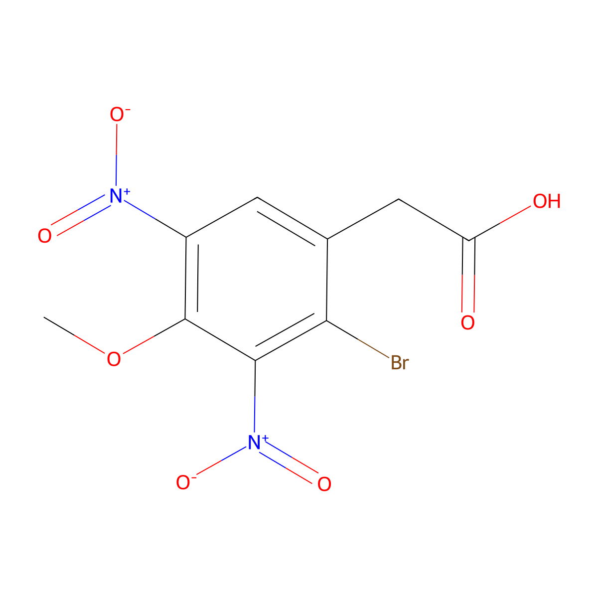 2-(2-Bromo-4-methoxy-3,5-dinitrophenyl)acetic acid molecular structure, CAS 2866308-99-6