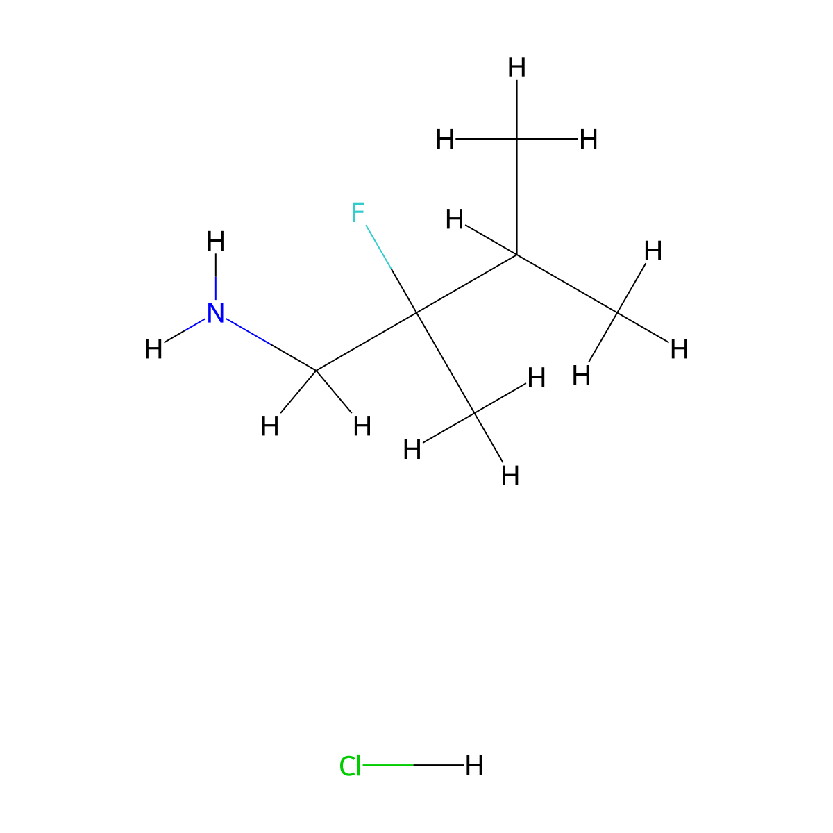2-Fluoro-2,3-dimethylbutan-1-amine hydrochloride molecular structure, CAS 2866309-04-6
