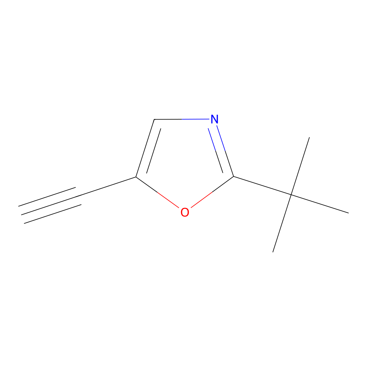2-Tert-butyl-5-ethynyl-1,3-oxazole molecular structure, CAS 2866316-73-4
