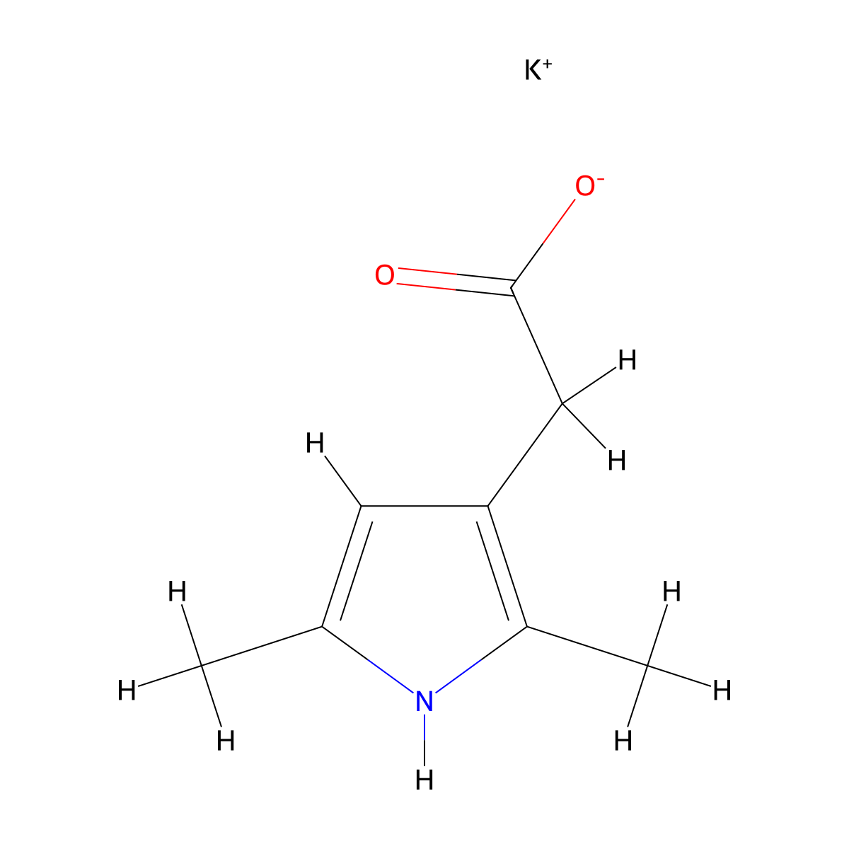 potassium 2-(2,5-dimethyl-1H-pyrrol-3-yl)acetate molecular structure, CAS 2866316-85-8