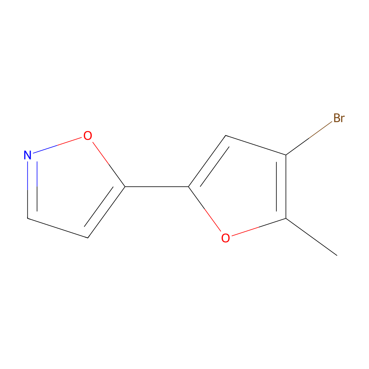 5-(4-Bromo-5-methylfuran-2-yl)-1,2-oxazole molecular structure, CAS 2866317-02-2