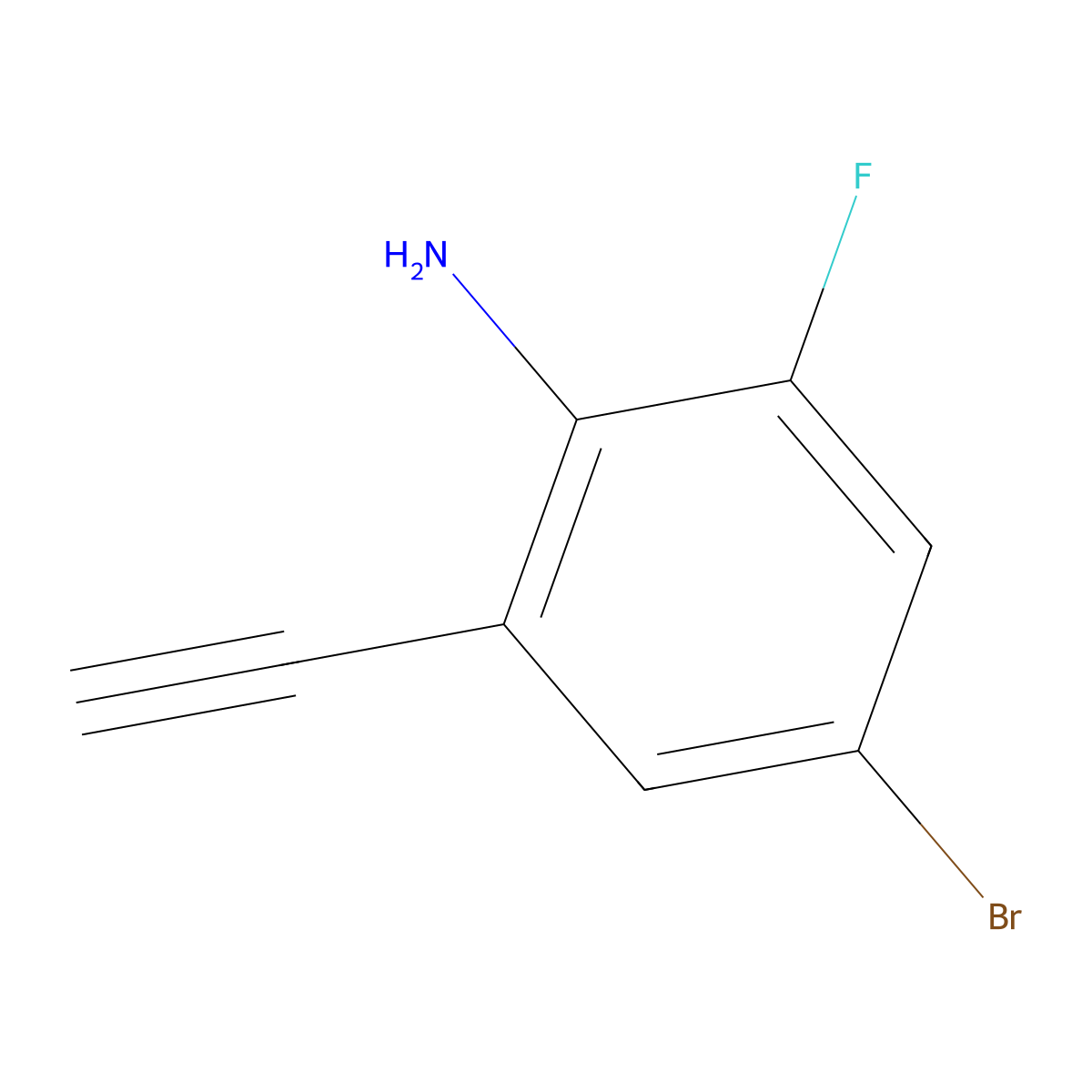 4-Bromo-2-ethynyl-6-fluoroaniline molecular structure, CAS 2866317-07-7