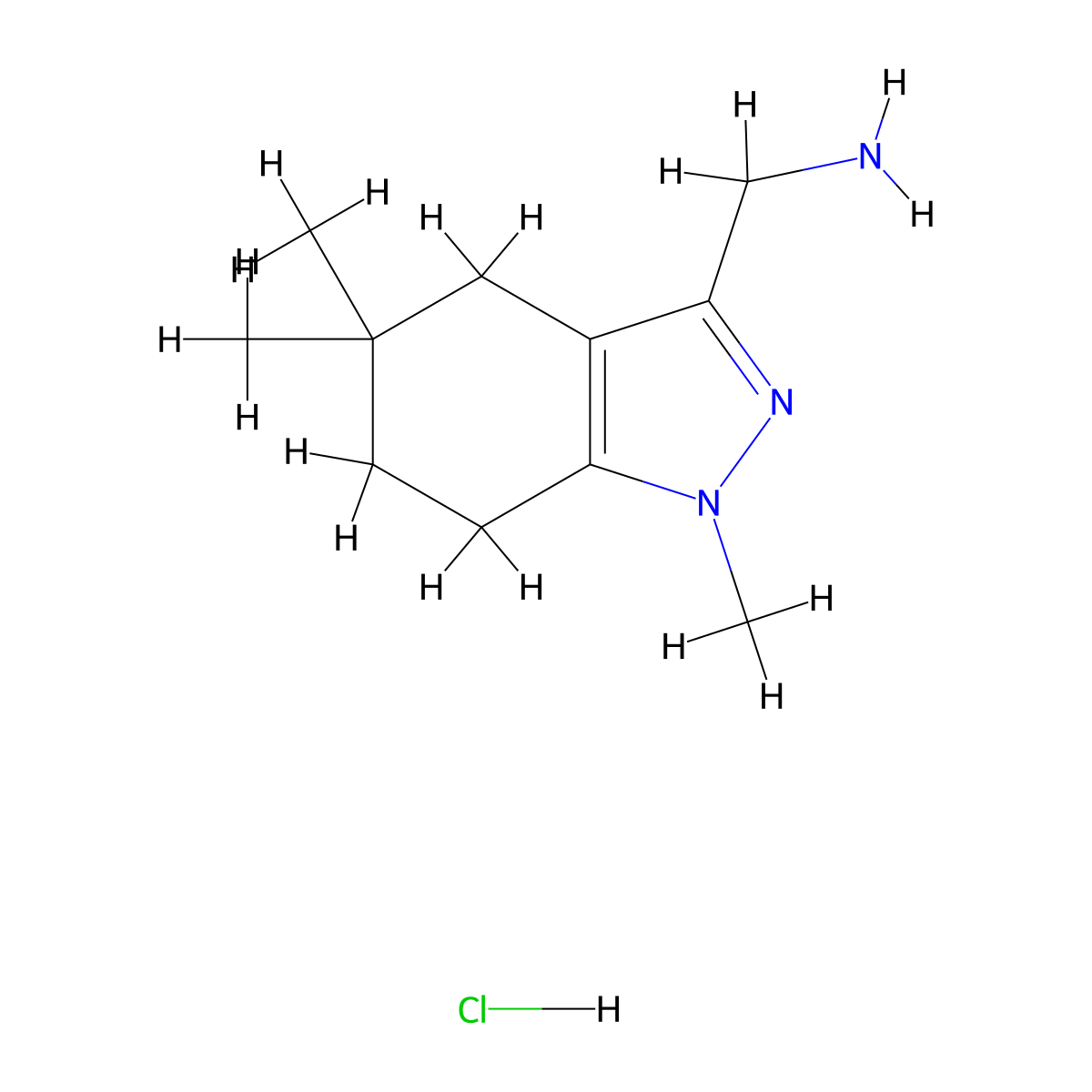 1-(1,5,5-trimethyl-4,5,6,7-tetrahydro-1H-indazol-3-yl)methanamine hydrochloride molecular structure, CAS 2866317-14-6