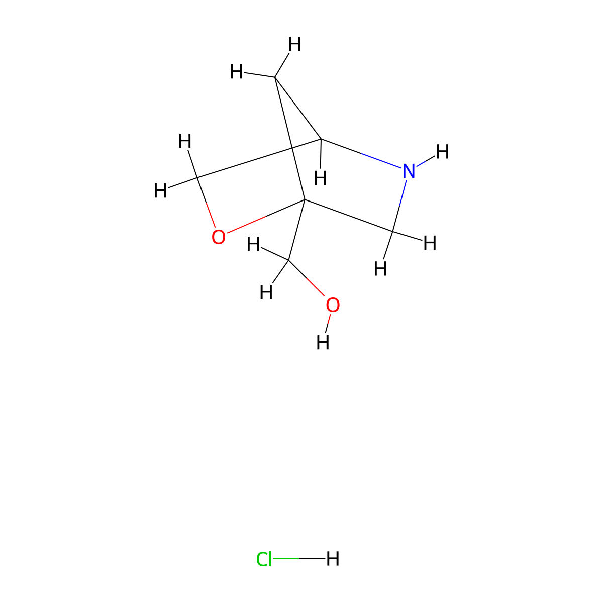 {2-Oxa-5-azabicyclo[2.2.1]heptan-1-yl}methanol hydrochloride molecular structure, CAS 2866317-16-8