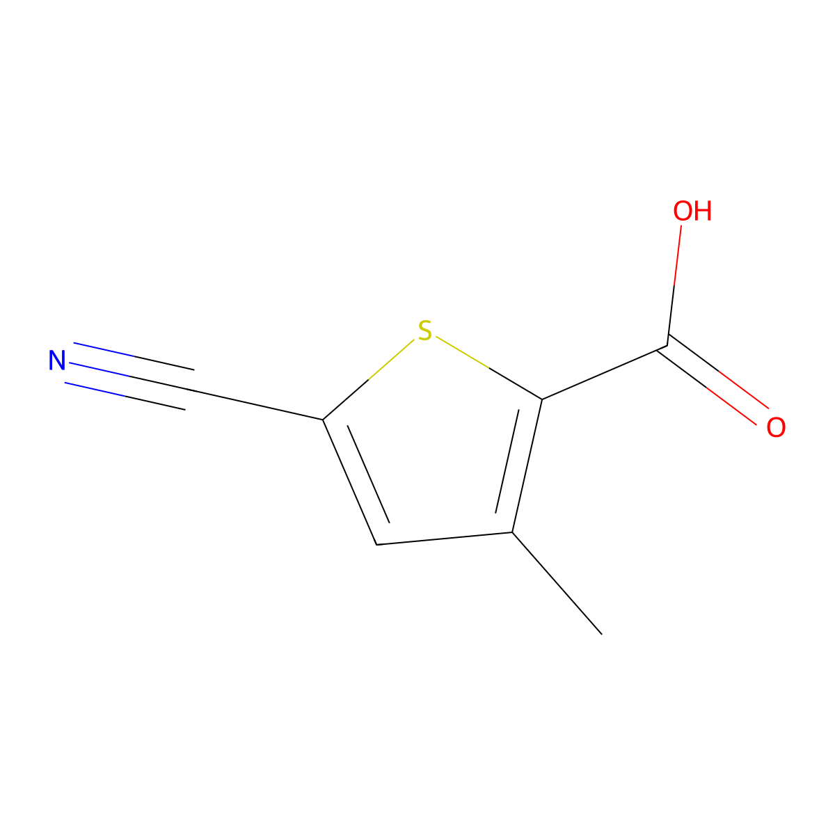 5-Cyano-3-methylthiophene-2-carboxylic acid molecular structure, CAS 2866317-23-7