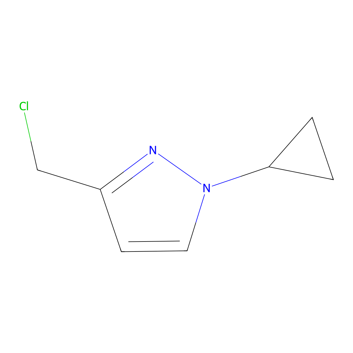3-(chloromethyl)-1-cyclopropyl-1H-pyrazole molecular structure, CAS 2866317-24-8