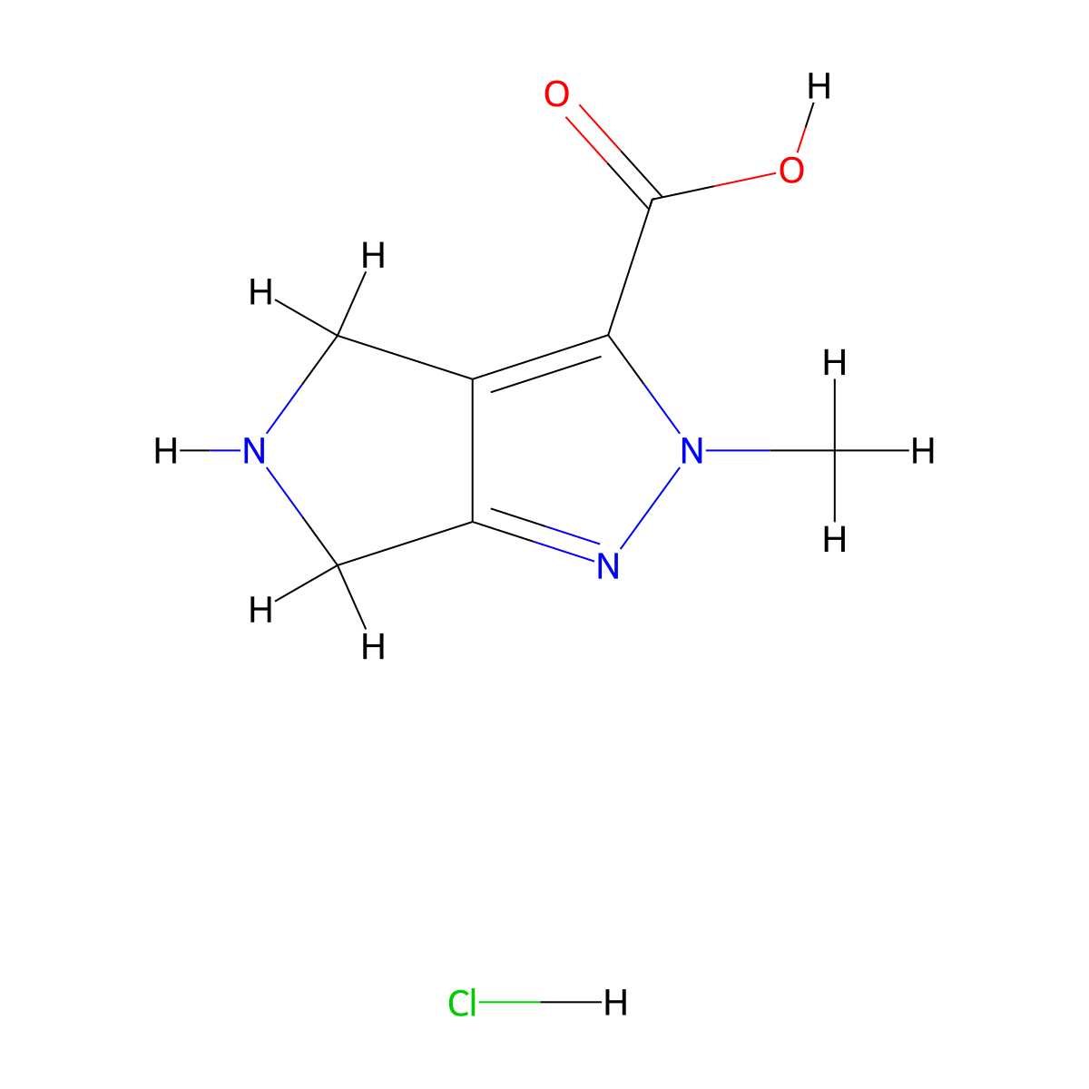2-methyl-2H,4H,5H,6H-pyrrolo[3,4-c]pyrazole-3-carboxylic acid hydrochloride molecular structure, CAS 2866317-33-9
