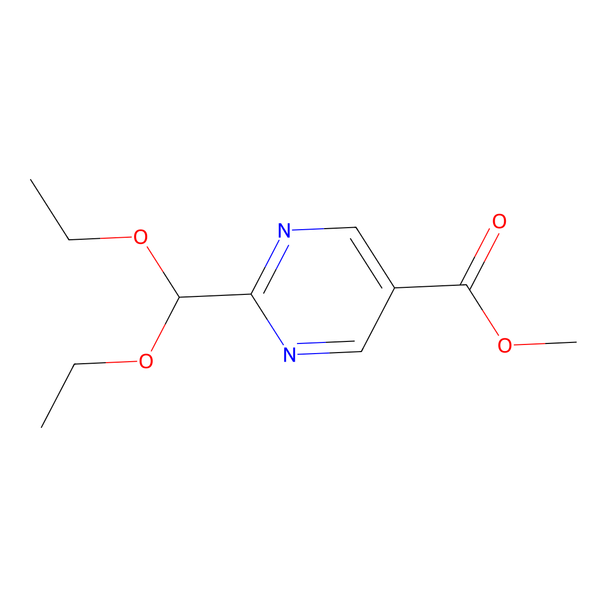 Methyl 2-(diethoxymethyl)pyrimidine-5-carboxylate molecular structure, CAS 2866317-35-1