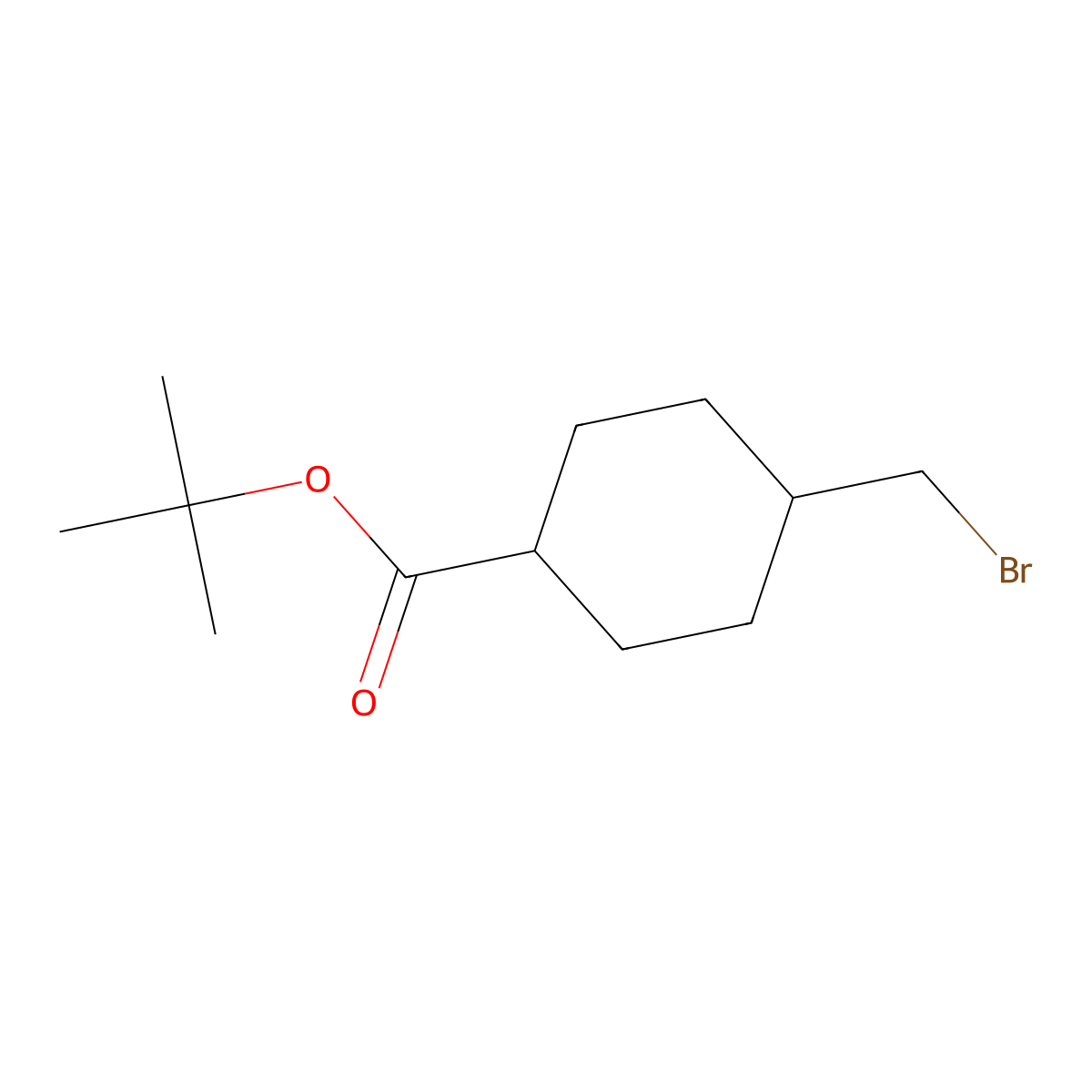 Tert-butyl 4-(bromomethyl)cyclohexane-1-carboxylate molecular structure, CAS 2866317-41-9