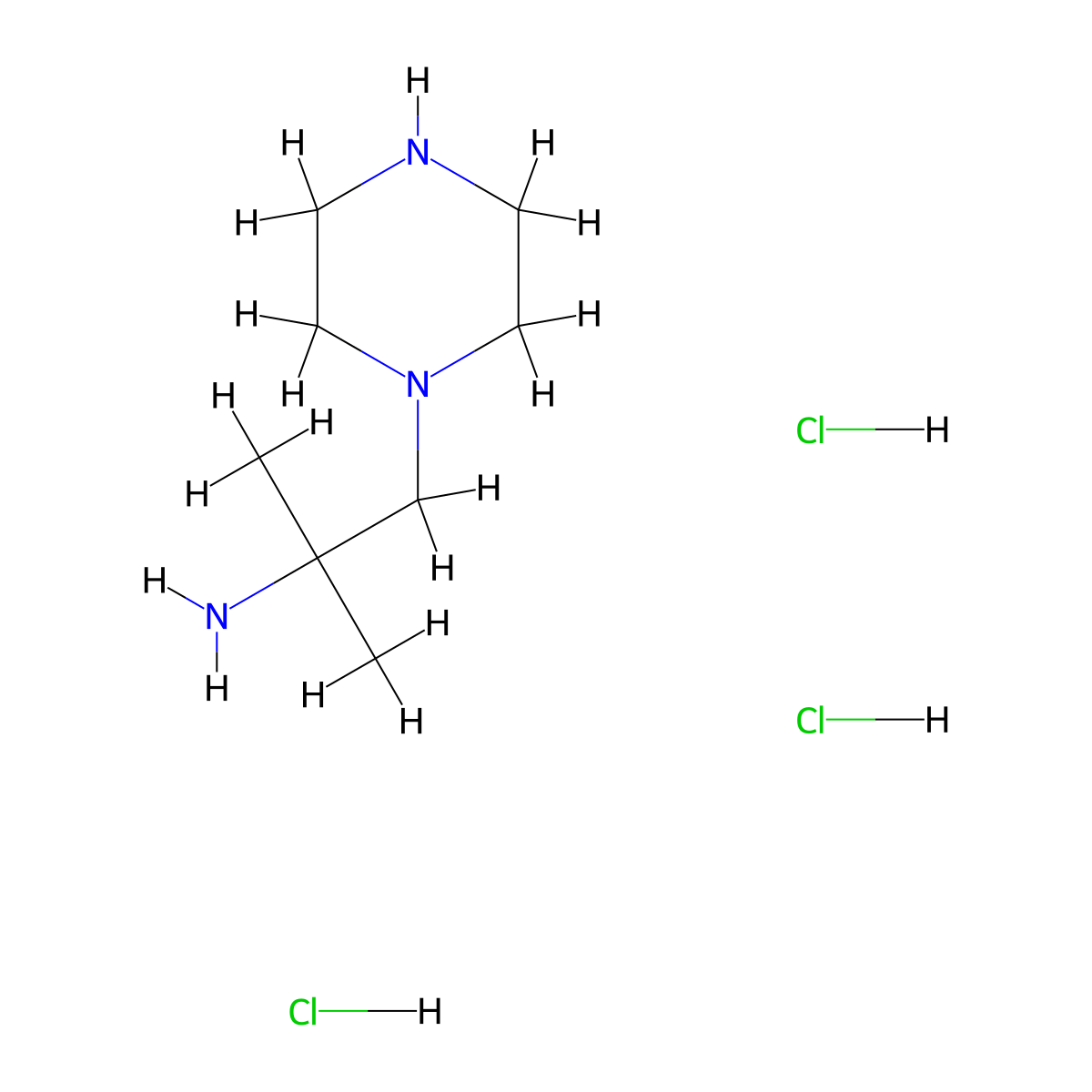 2-Methyl-1-(piperazin-1-yl)propan-2-amine trihydrochloride molecular structure, CAS 2866317-42-0
