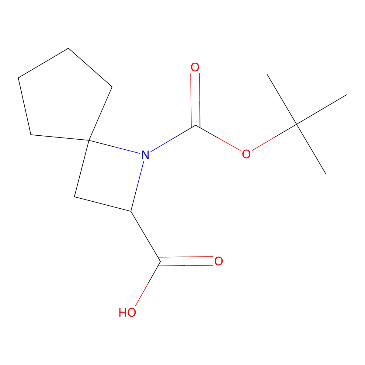 1-[(Tert-butoxy)carbonyl]-1-azaspiro[3.4]octane-2-carboxylic acid molecular structure, CAS 2866317-44-2