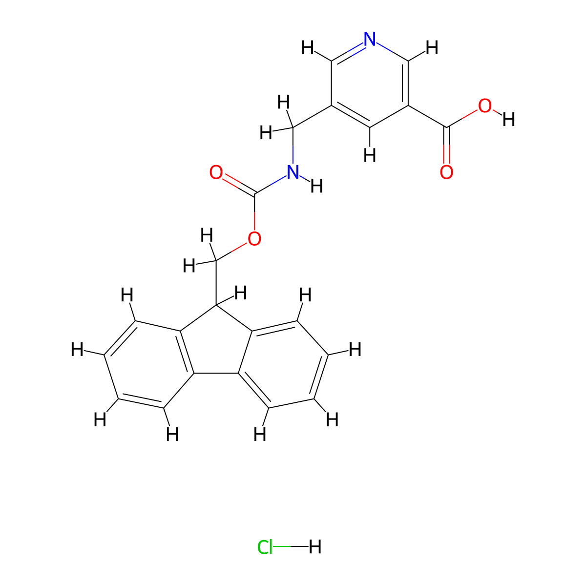 5-[({[(9H-fluoren-9-yl)methoxy]carbonyl}amino)methyl]pyridine-3-carboxylic acid hydrochloride molecular structure, CAS 2866317-45-3