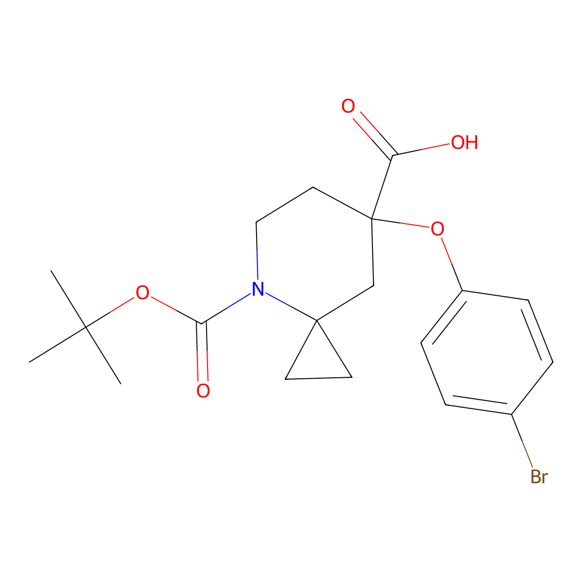7-(4-Bromophenoxy)-4-[(tert-butoxy)carbonyl]-4-azaspiro[2.5]octane-7-carboxylic acid molecular structure, CAS 2866317-48-6